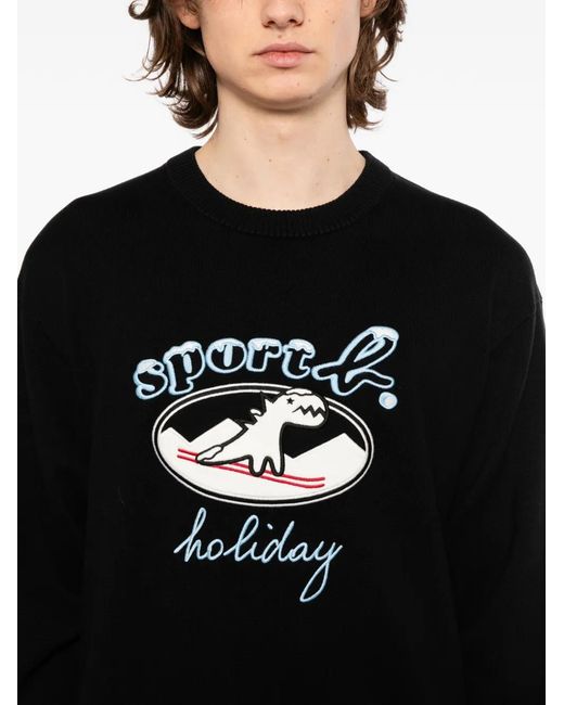 SPORT b. by agnès b. Black Ski Dino Christmas Sweater for men