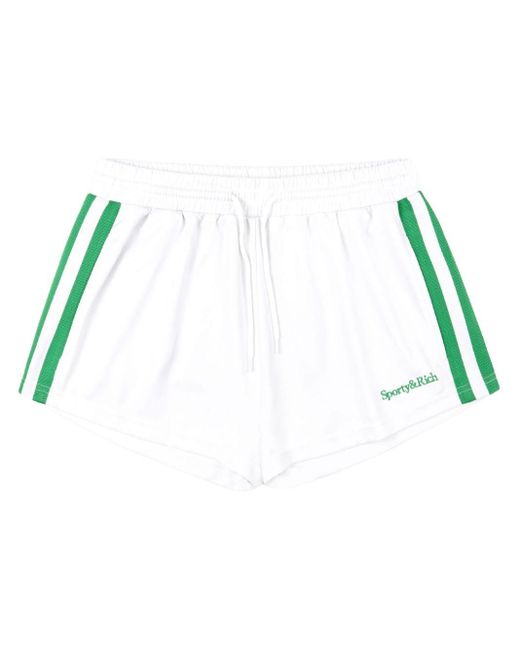 Sporty & Rich White Kurze Shorts mit Logo-Stickerei