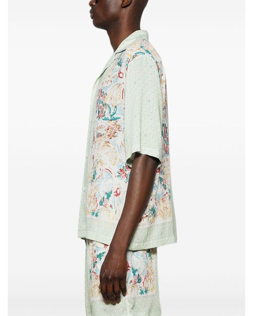 Amiri Gray Floral-print Bowling Shirt for men