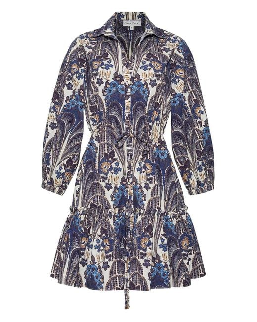 Cara Cara Robin Gelaagde Mini-Jurk Met Bloemenprint in het Blue