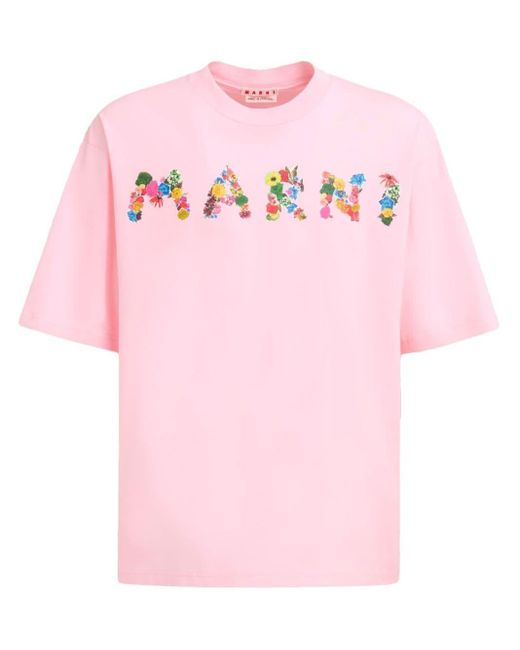 メンズ Marni フローラル Tシャツ Pink