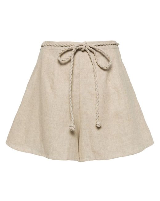 Faithfull The Brand Natural Felia Wide-leg Linen Shorts