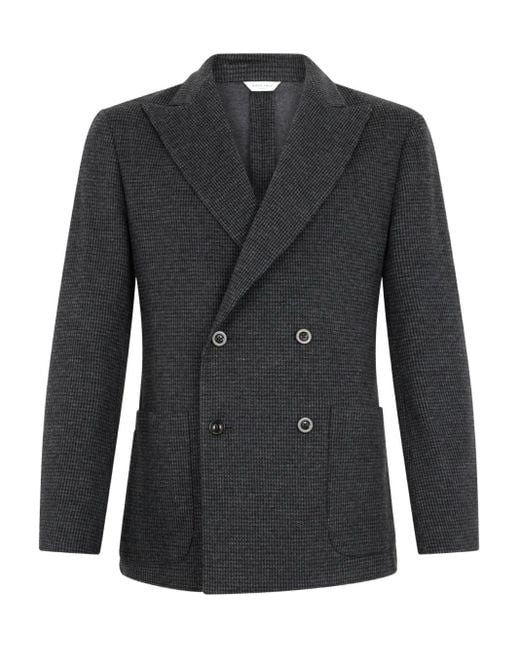 Boglioli Black Double-Breasted Check Blazer for men