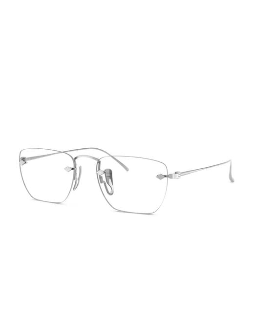 Giorgio Armani Metallic Titanium Square Glasses for men