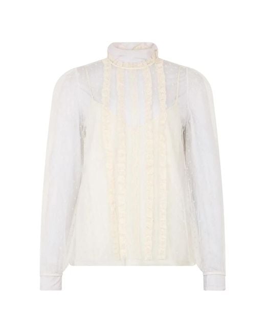 RED Valentino White Lace High-Neck Shirt