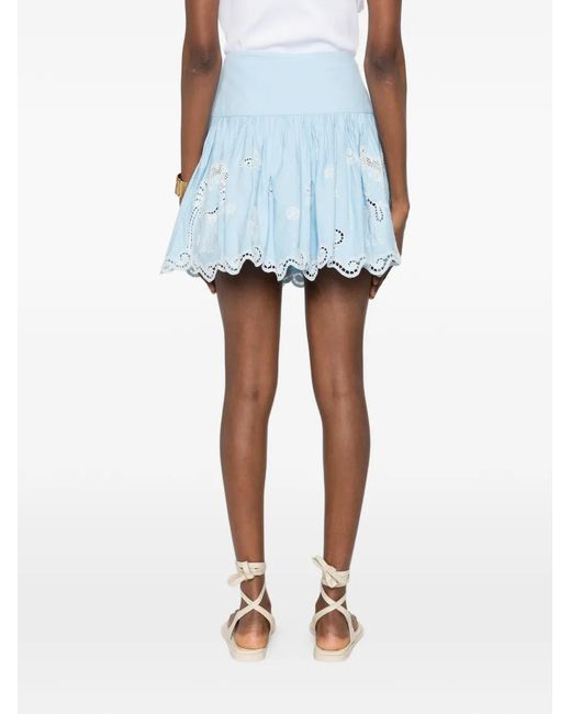 ALÉMAIS Blue Maizy Scalloped-Trim Mini Skirt