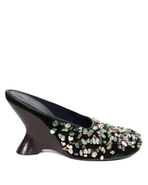 Dries Van Noten Black 90Mm Embellished Mules