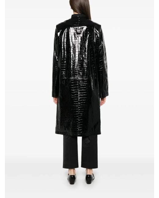 Totême  Black Crocodile-Embossed Coat