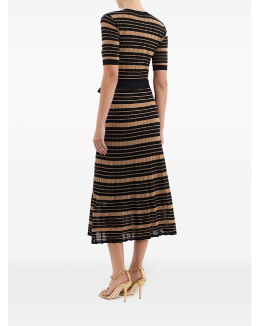 Rebecca Vallance Black Rivoli Striped Knit Midi Dress