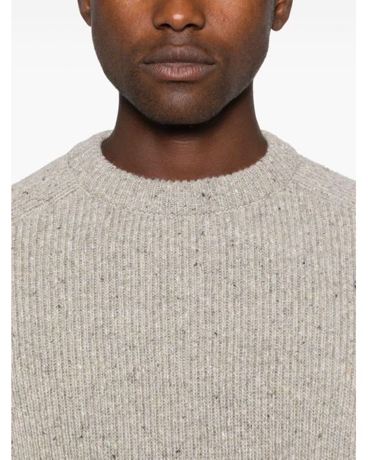 Forét Gray Speckle Knit Raglan Sweater for men