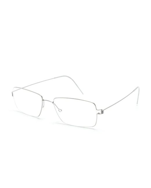 Lindberg Metallic Rectangle-Frame Glasses