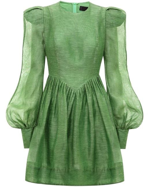 LEO LIN Elena Structured-shoulder Mini Dress in Green | Lyst
