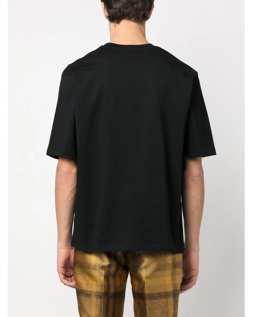 Moschino Black Embroidered-Logo Organic Cotton T-Shirt for men