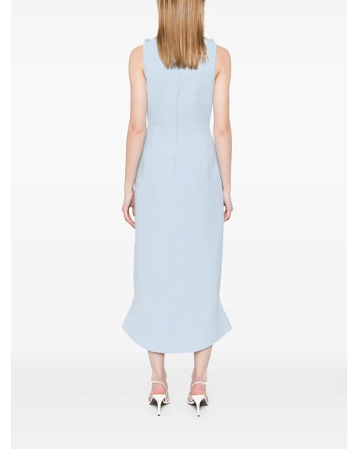David Koma Blue Crystal Claw-embroidered Flounce Dress