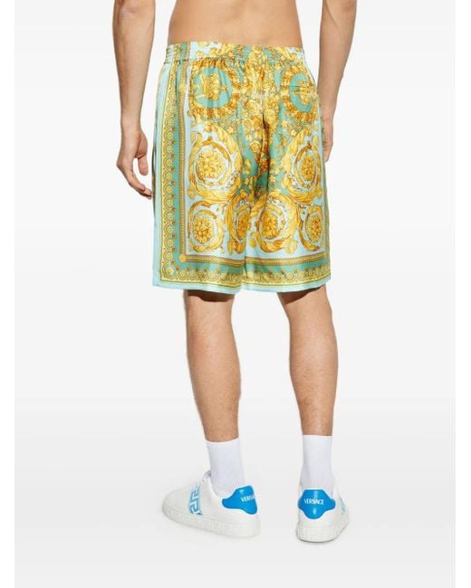 Versace Yellow Silk Shorts for men