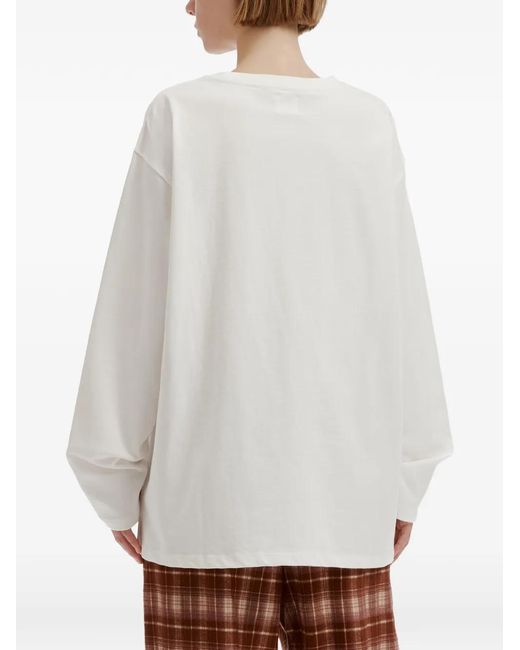B+ AB White Cat-Print Long-Sleeve T-Shirt
