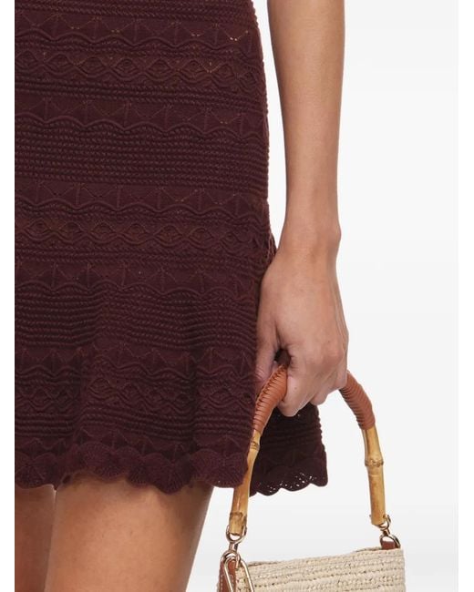 Self-Portrait Scalloped-Hem Flared Mini Skirt