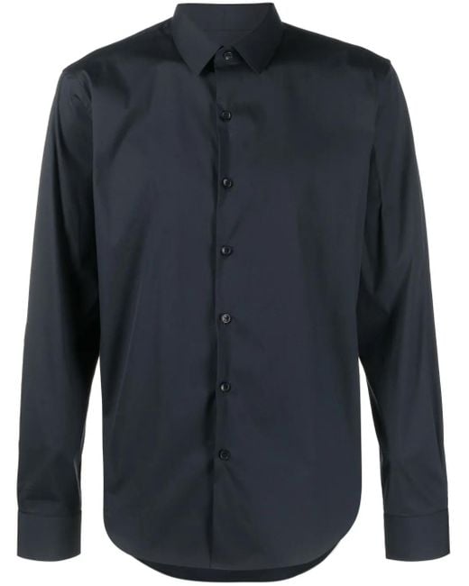 Sandro Blue Fitted Stretch Cotton Shirt for men