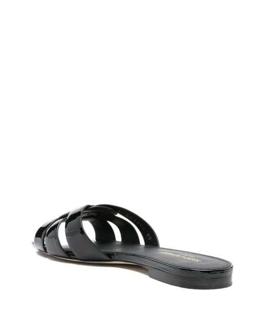 Saint Laurent Black Square-Toe Sandals