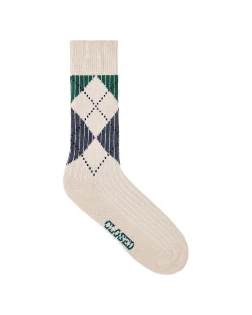 Closed White Chaussettes À Losanges for men