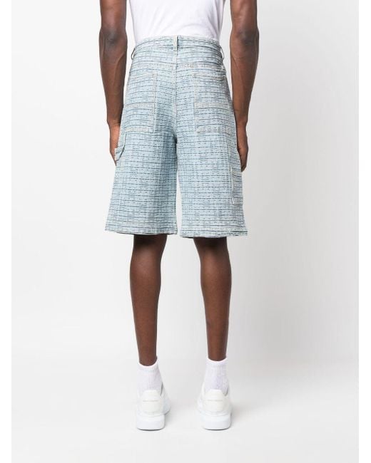 Givenchy Blue 4g Logo-jacquard Denim Shorts for men