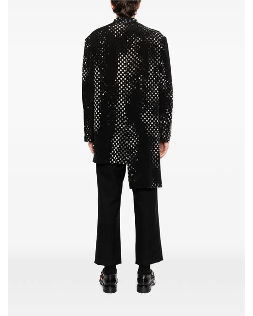 Yohji Yamamoto Black Patterned Buttoned Jacket for men