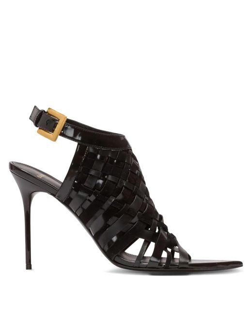 Balmain Black Fringed Open-Toe Sandals