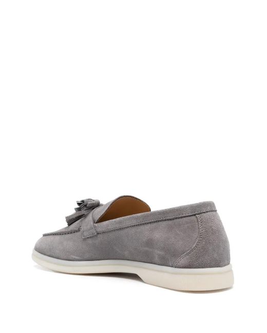 Scarosso Gray Tassel-Detail Suede Loafers