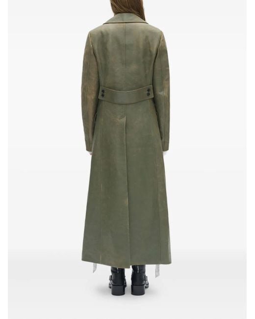 Ann Demeulemeester Agniet レザーダブルコート Green