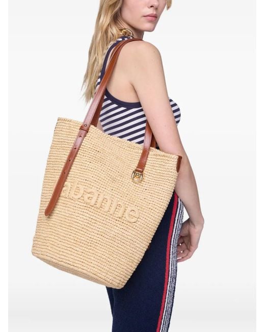 Rabanne Blue Woven Raffia Tote Bag