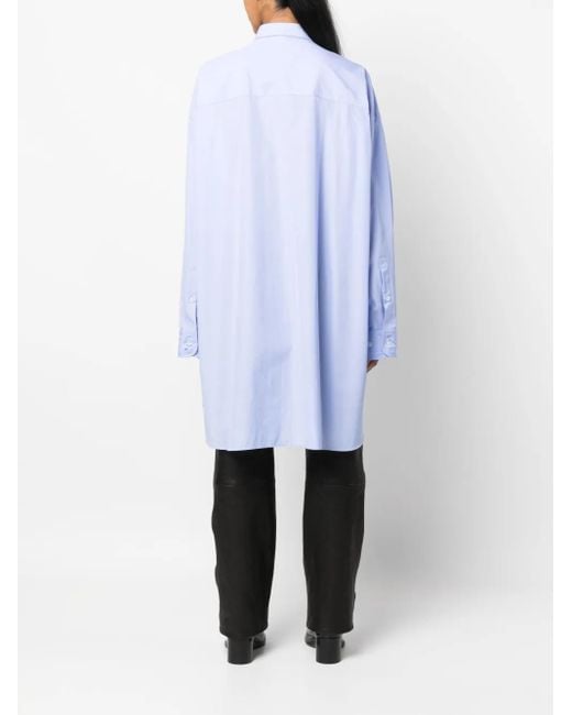 Maison Margiela Blue Camicia In Popeline Di Cotone