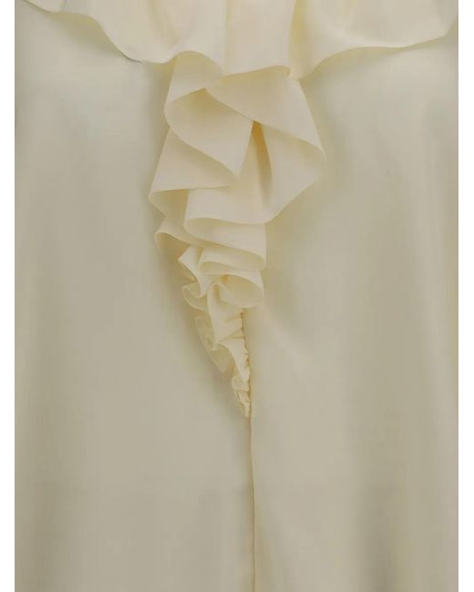 Chloé Natural Ruffled Silk Shirt