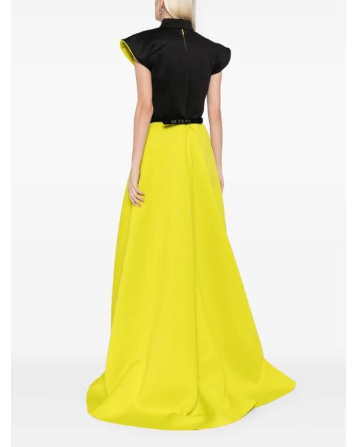 Saiid Kobeisy Yellow Neoprene Dress With Wide Shoulders