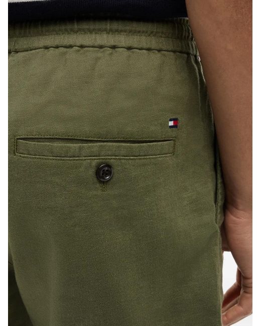 Tommy Hilfiger Green Dover Drawstring-Waist Linen Chino Shorts for men