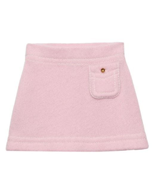Prada Pink Kaschmir-Minirock Mit Triangel-Logo