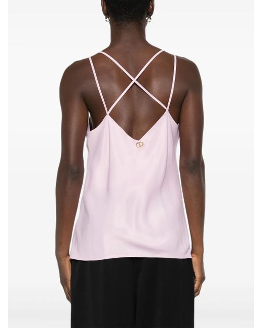 Twinset Pink Crossover-Strap Tank Top