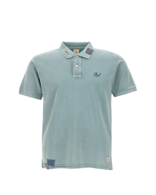 Bob Blue Cotton Short-Sleeve Polo Shirt for men