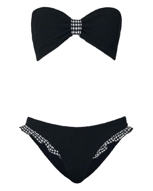 Hunza G Bikini Met Ruches En Gingham Ruit in het Black