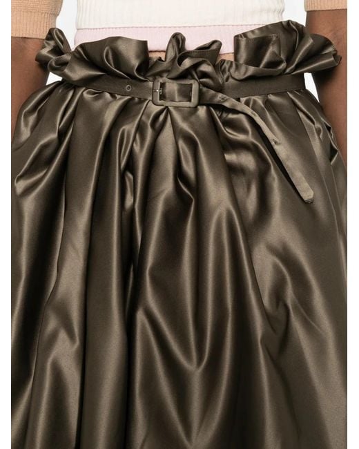 August Barron Brown Belted Paperbag-Waist Mini Skirt