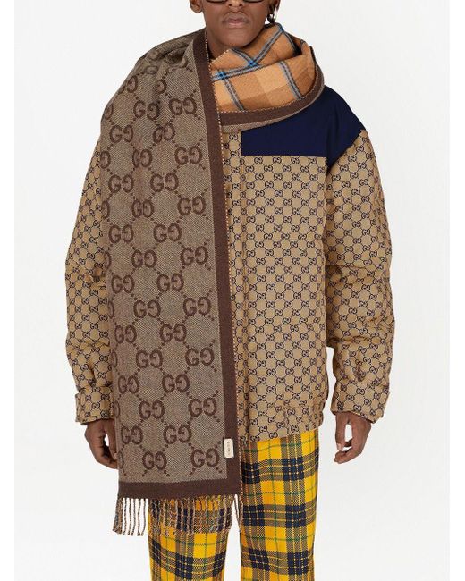 Écharpe réversible en laine à carreaux Gucci pour homme en coloris Marron |  Lyst