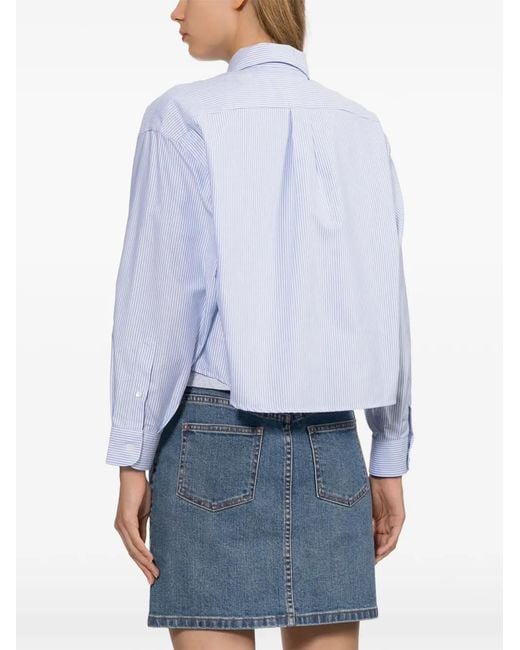 A.P.C. White Striped Cropped Shirt