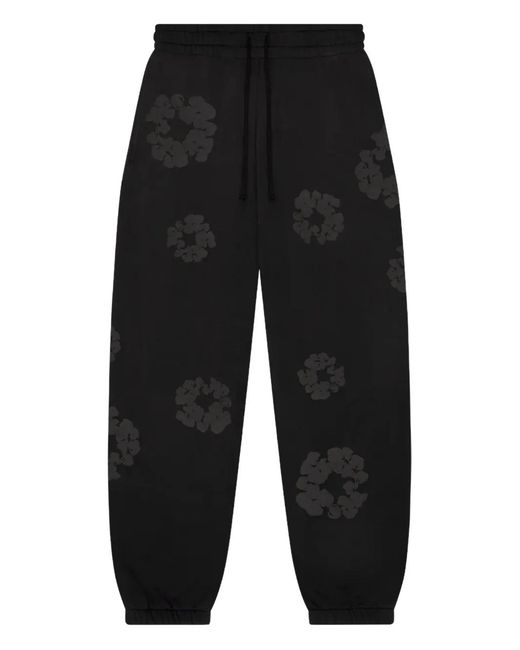DENIM TEARS Black Faded Mono Cotton Track Pants for men