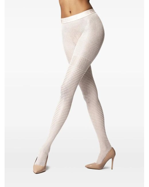 Wolford White Mosaic Net Tights