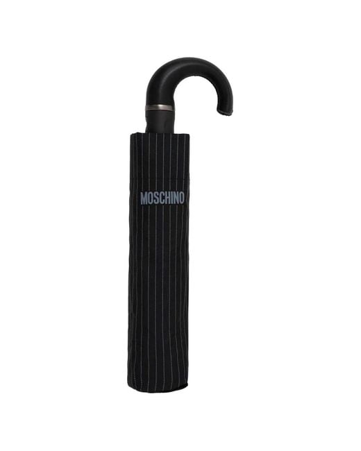 Moschino Black Pinstripe-Print Umbrella