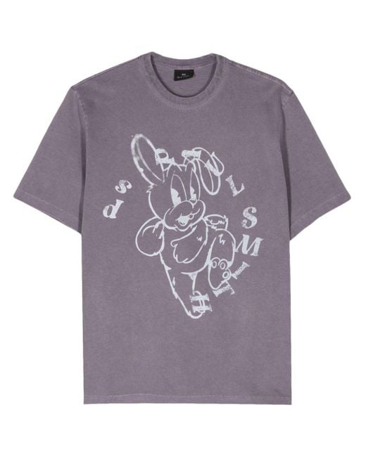 T-shirt en coton à imprimé Bunny PS by Paul Smith pour homme en coloris Purple