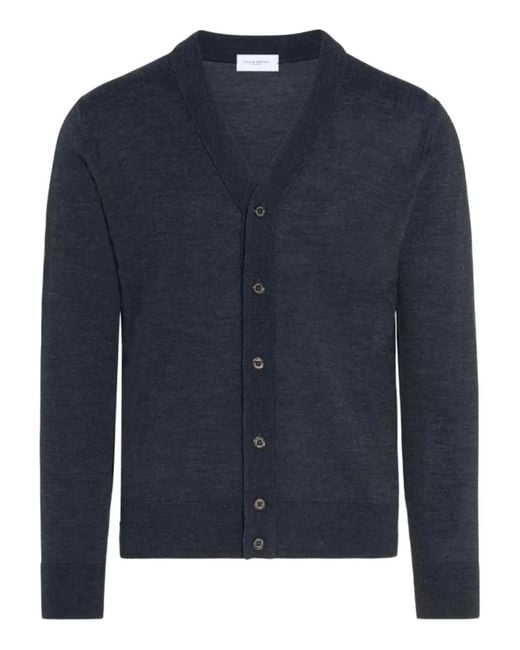 Paolo Pecora Geknöpfter Cardigan mit V-Ausschnitt in Blue für Herren