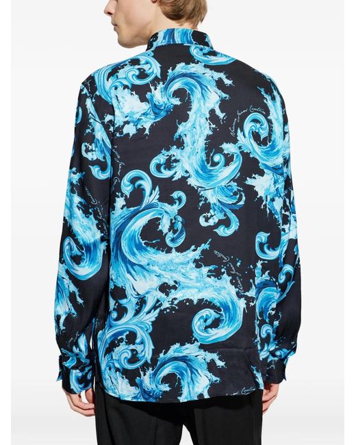 Versace Jeans Couture Blue Patterned Shirt for men