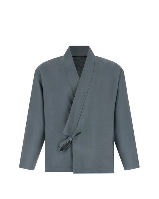 KENZO Blue Wrap-Closure Jacket for men