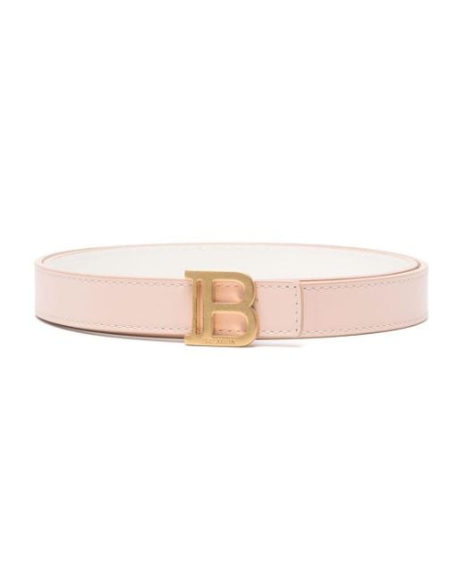 Cintura reversibile con fibbia logo di Balmain in Pink