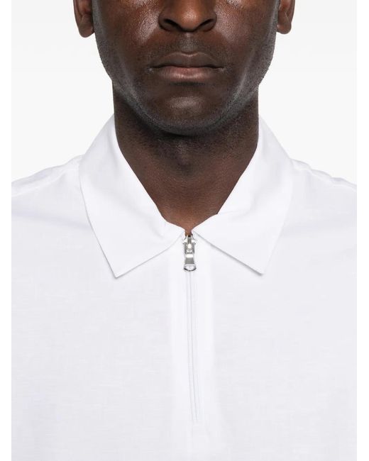 AROVESCIO White Zip-Fastening Short-Sleeve Polo Shirt for men